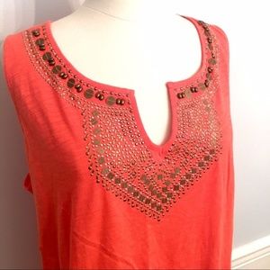 Lane Bryant | Beaded Tank |  Bright Orange | 22/24